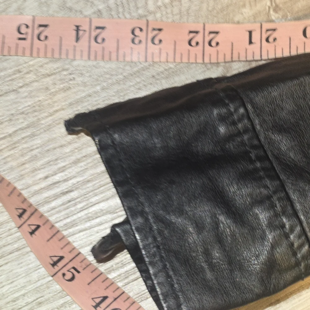 Jou Jou Kids Black Leather Jacket with Ruffle Detail